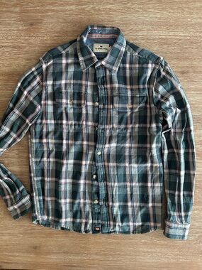 The Normal Brand Men's Teal and White Plaid Button-Down Shirt